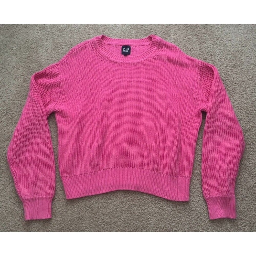 Y2K Gap Chunky Knit Crewneck Sweater Fisherman Dark Pink Size Large Women